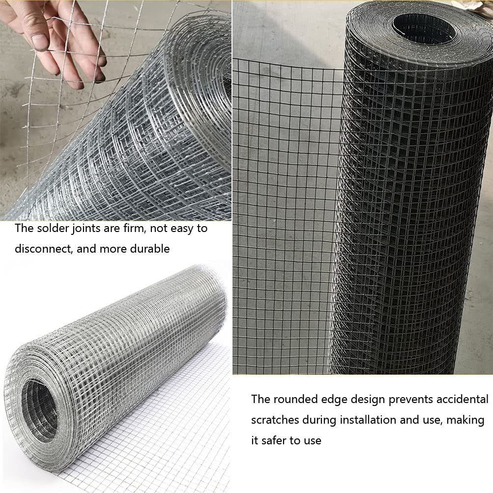 A set of images showcasing rolled welded wire mesh with a grid pattern. The wire mesh is designed with firm solder joints for durability and resistance to disconnection.